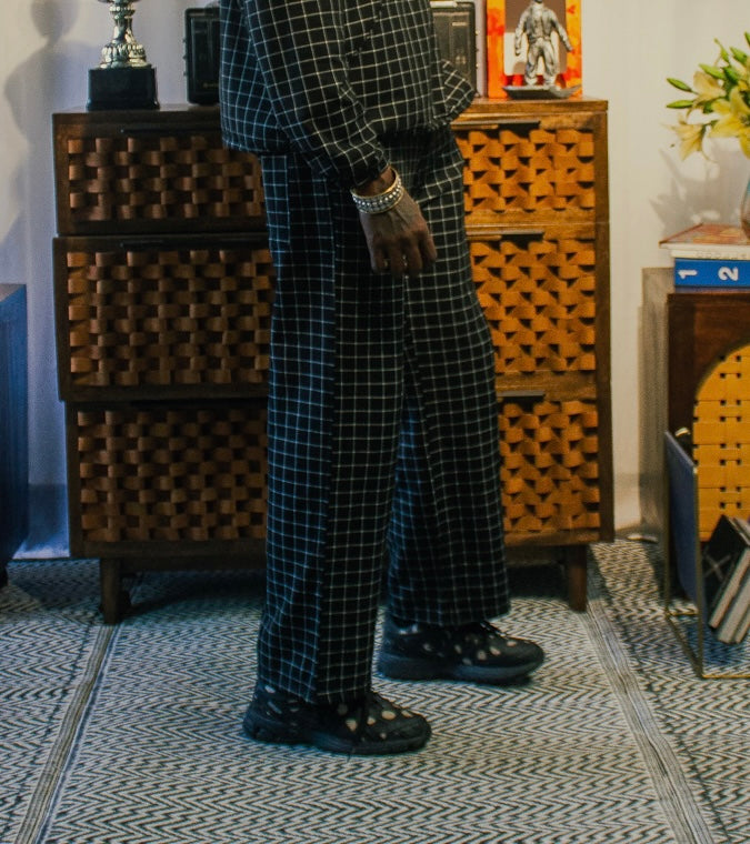 Windowpane plaid pants