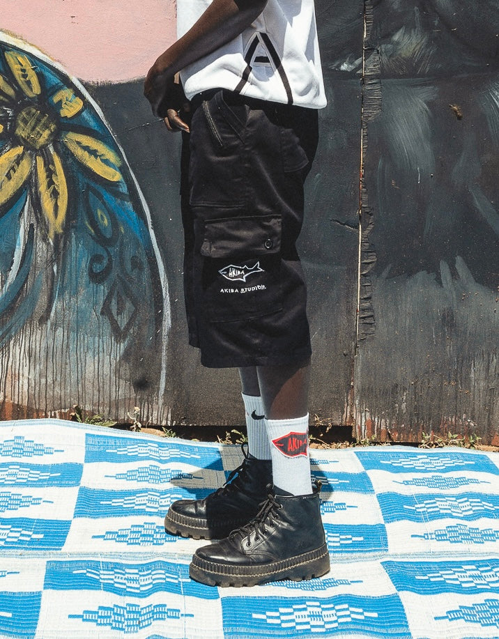 Coral Black cargo Jorts