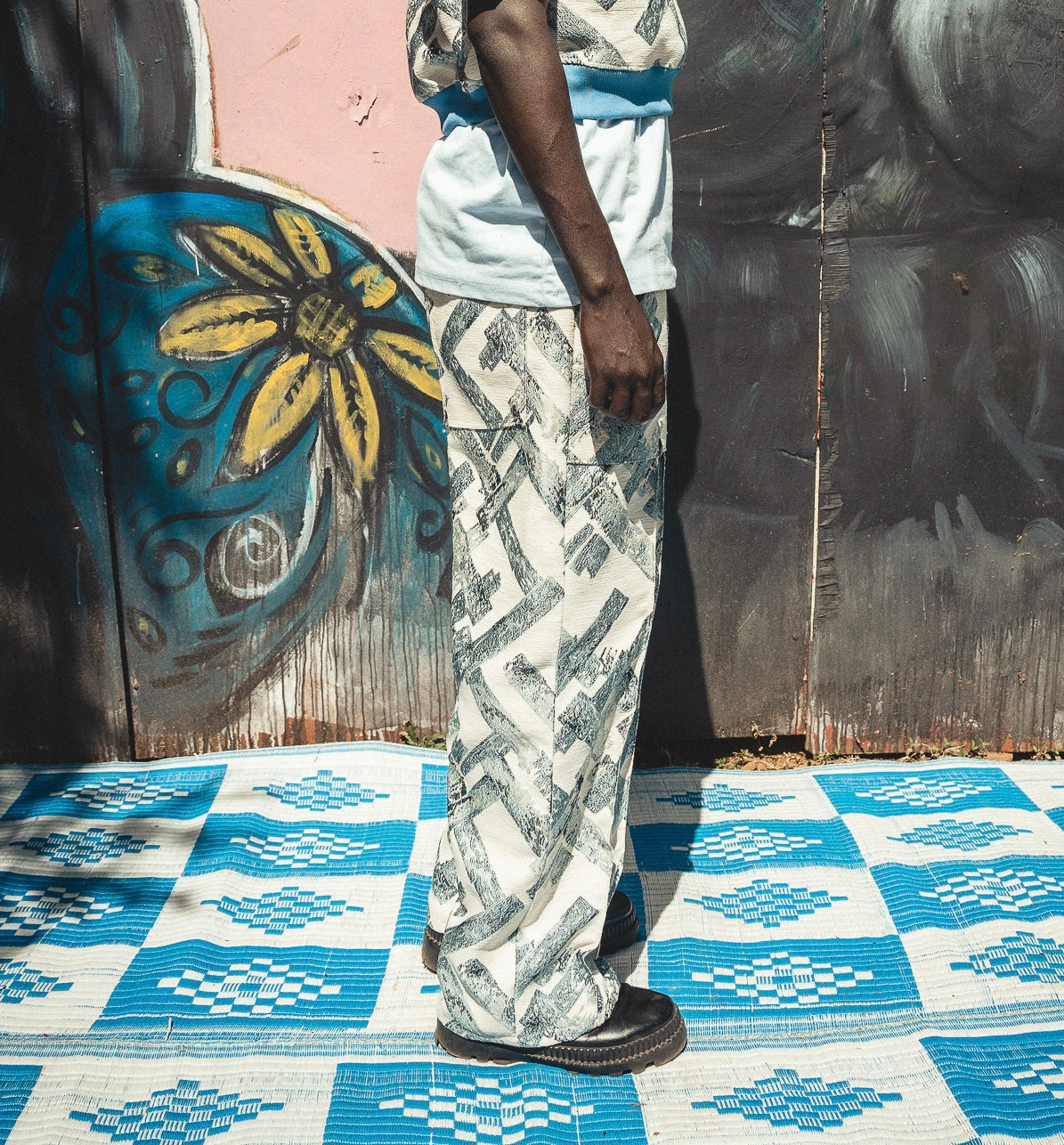 Aqua Sapphire jacquard pants