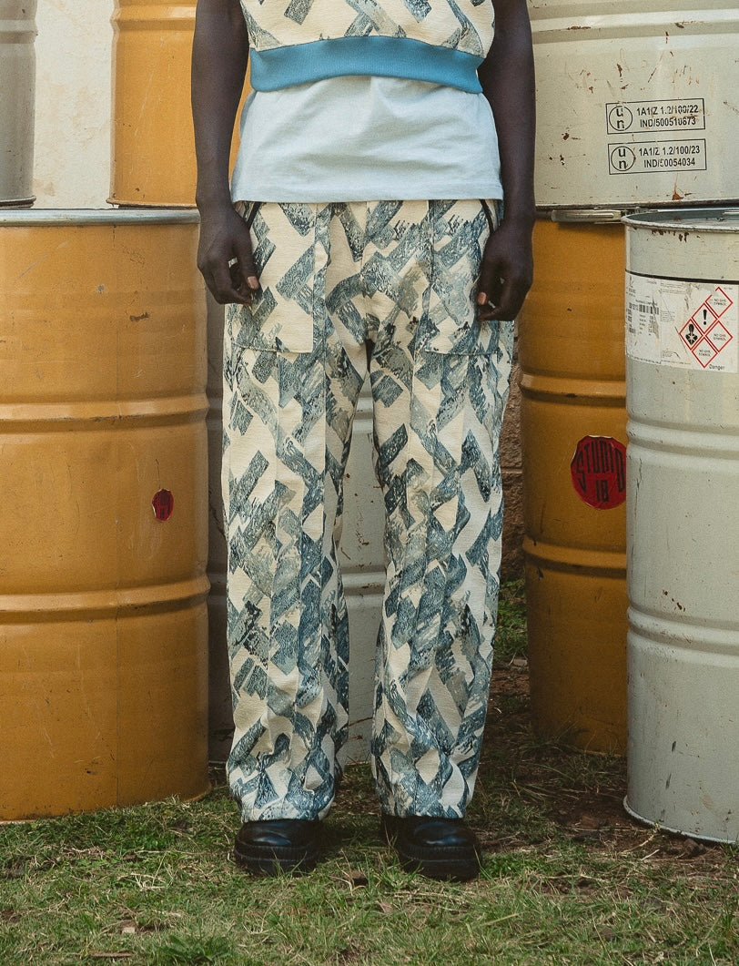 Aqua Sapphire jacquard pants