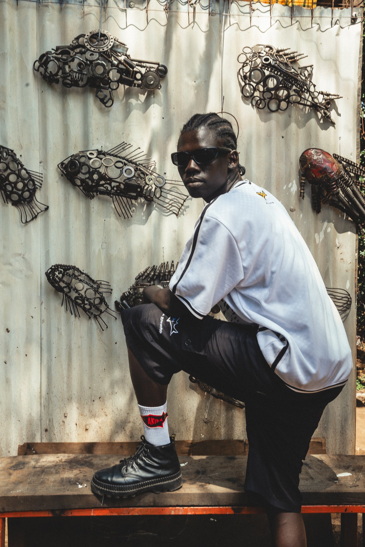 Coral Black cargo Jorts