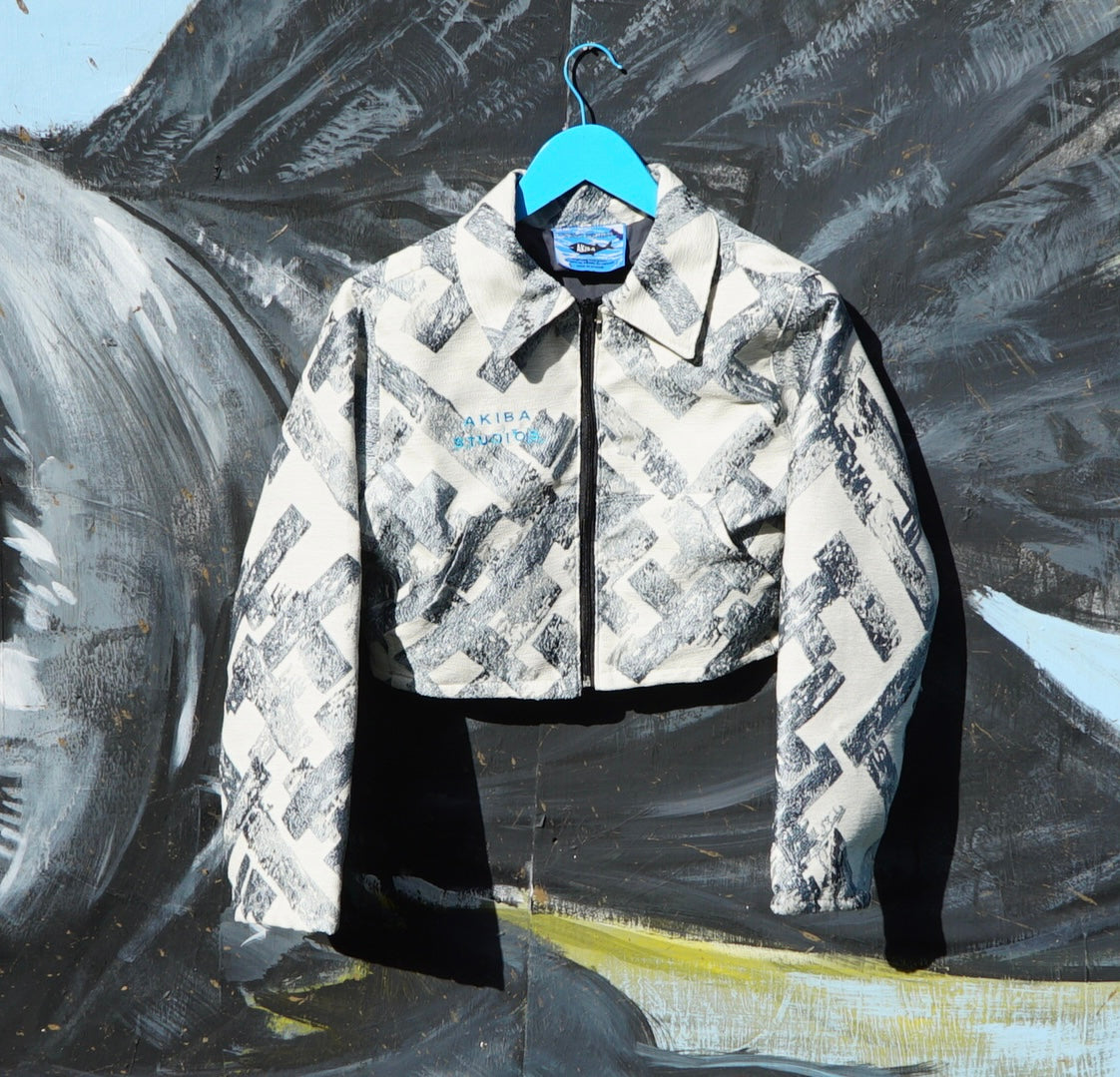 Aqua Sapphire Jacquard cropped Jacket