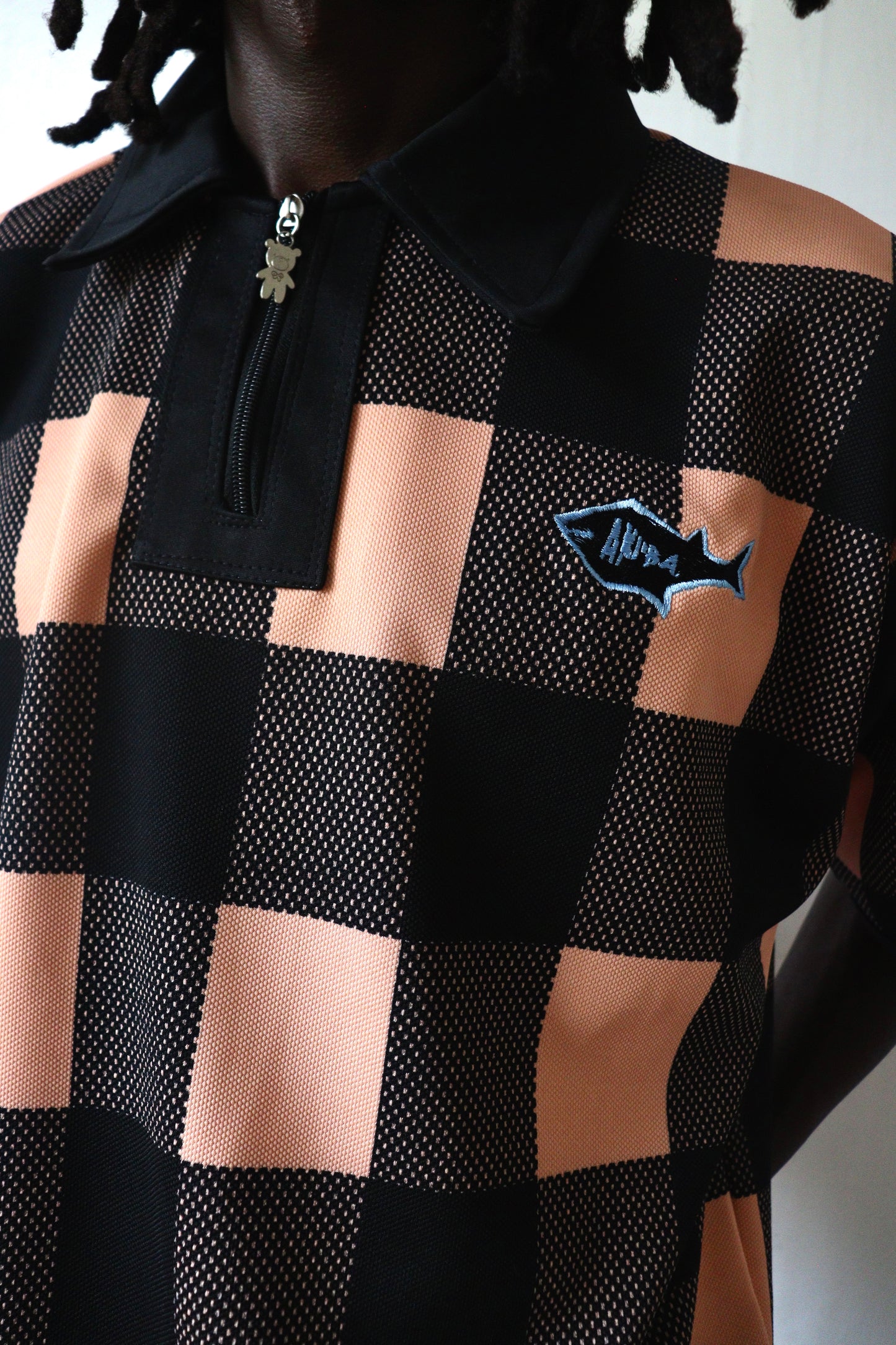 Damier Pattern Peach Polo