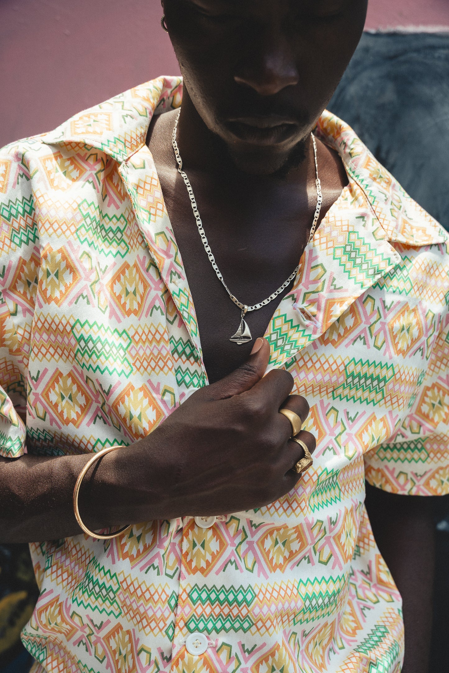 Geometry pattern Cuban shirt