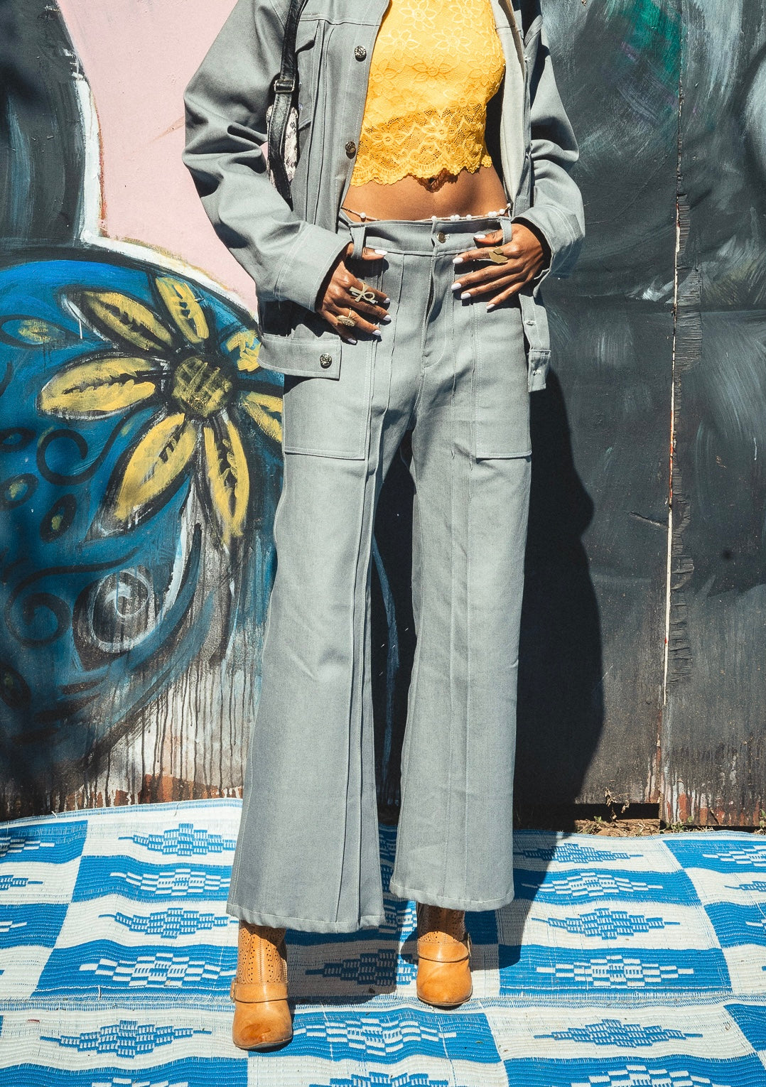 Nimbostratus Pleated denim pants