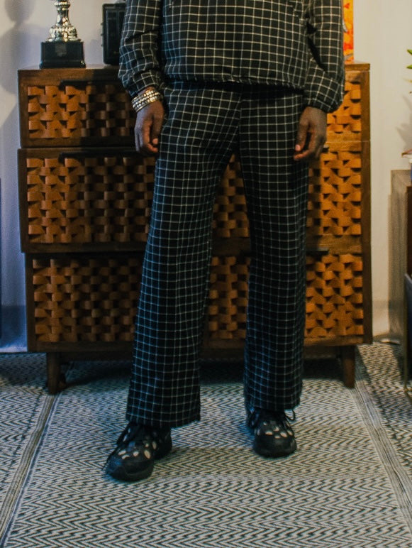 Windowpane plaid pants