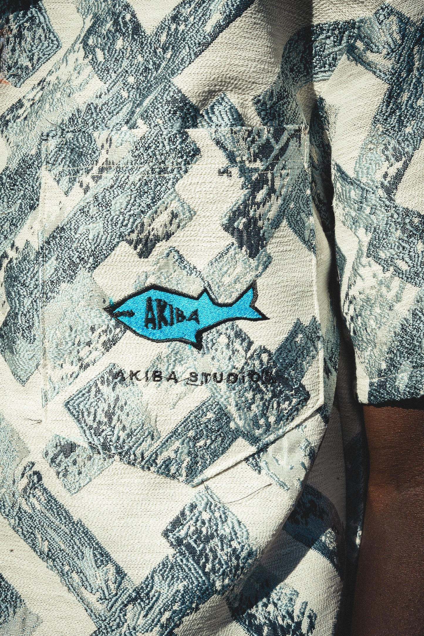 Aqua sapphire Jacquard Casino shirt
