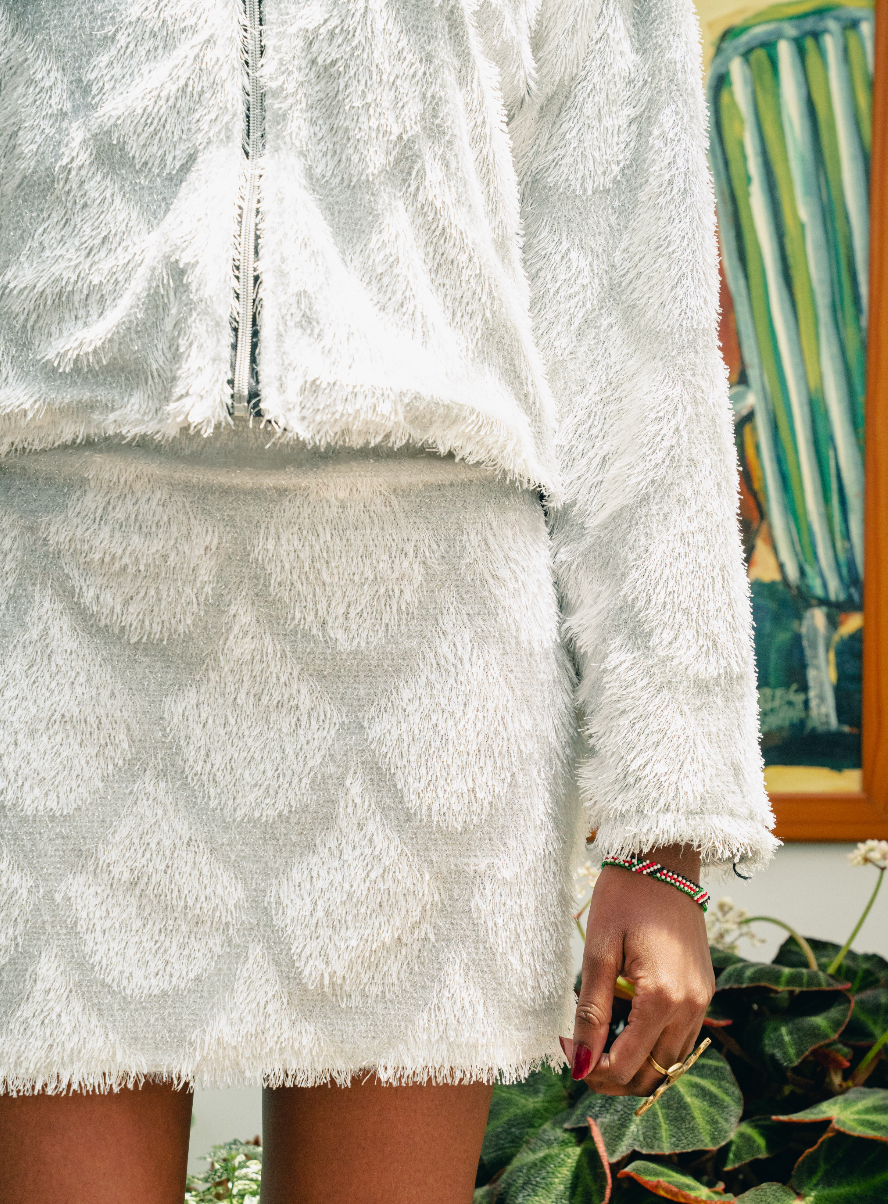 Polar Bear Fur Cropped Jacket