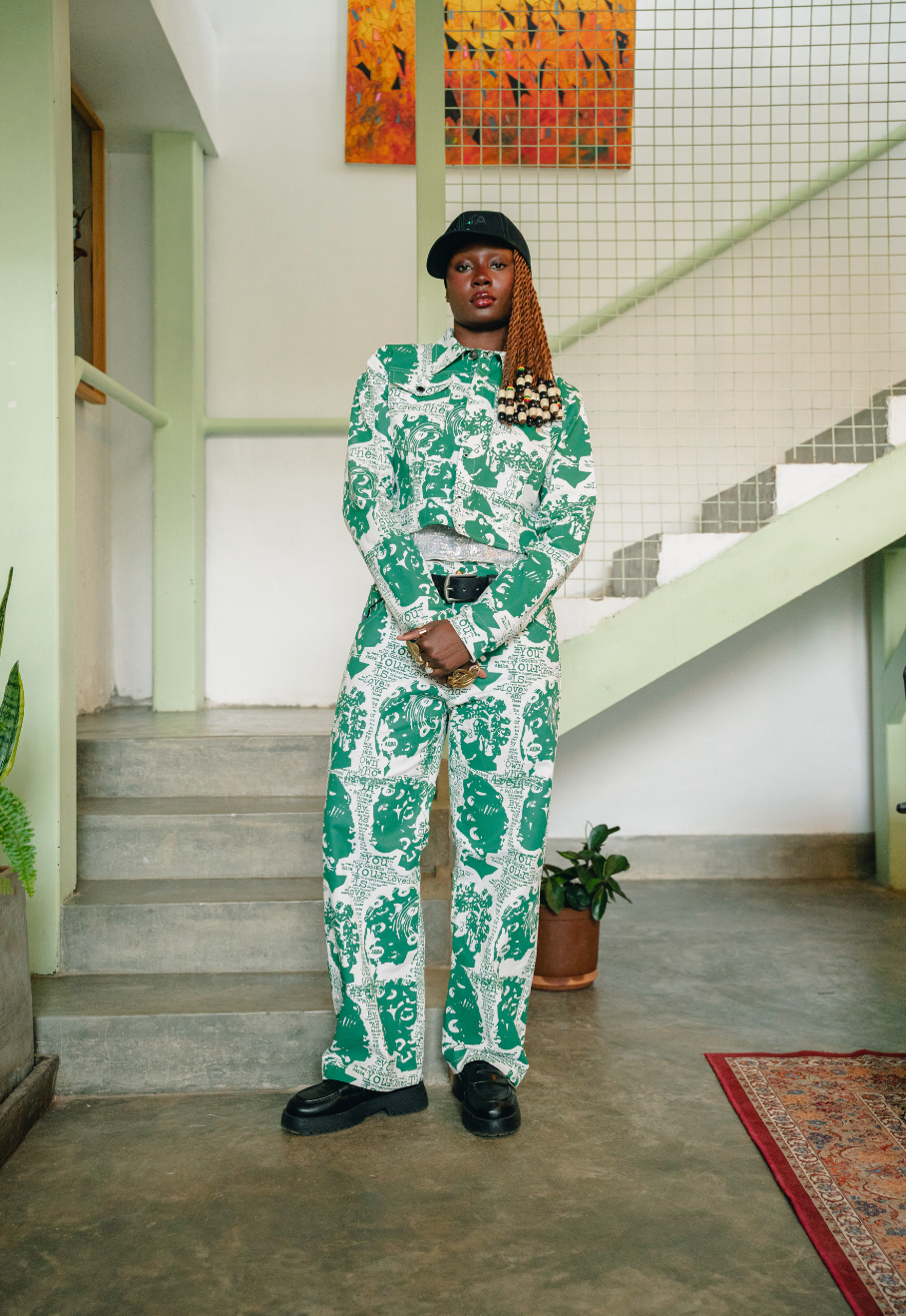 Sage Kintsungi print Crop Jacket