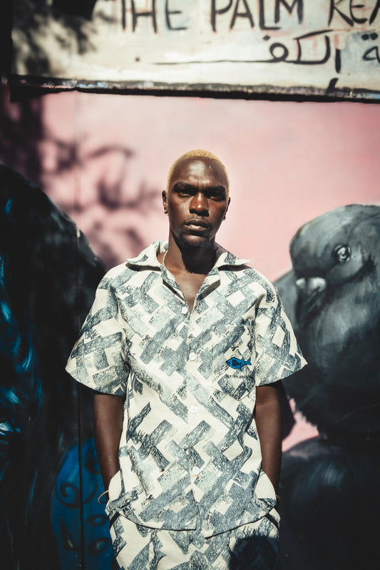 Aqua sapphire Jacquard Casino shirt